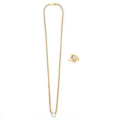 Lot 1572 - Gold and Laser-Drilled Diamond Ring and Necklace Mounting