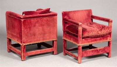 Lot 372 - Two Maroon Velvet-Upholstered Armchairs Height...