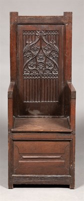 Lot 153 - Joined Oak Choir Stall Chair Partially...