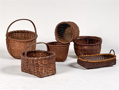 Lot 253 - Group of Six American Splint Baskets Including...