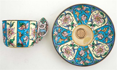 Lot 152 - Russian Silver-Gilt and Cloisonné Enamel Cup...
