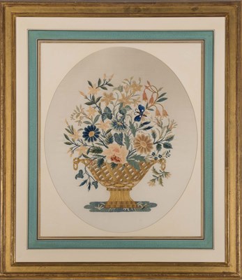 Lot 349 - English Needlework Picture of a Basket of...