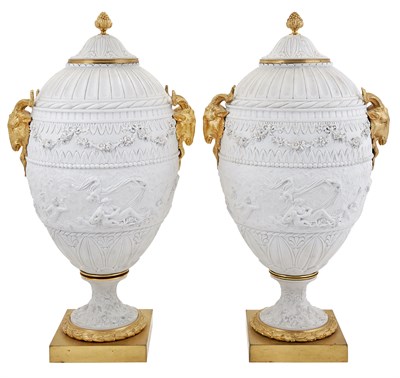 Lot 214 - Pair of Louis XVI Style White Bisque Porcelain...