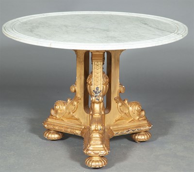 Lot 437 - Victorian Giltwood and Marble Center Table...