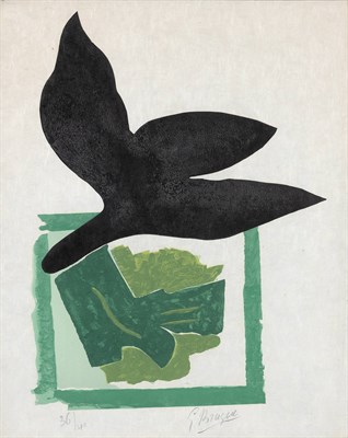 Lot 14 - Georges Braque OISEAU NOIR SUR FOND VERT (V....