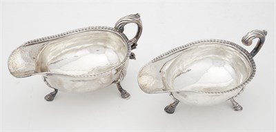 Lot 301 - Pair of William IV Sterling Silver Sauceboats...