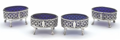 Lot 95 - Set of Four George III Sterling Silver Salts...