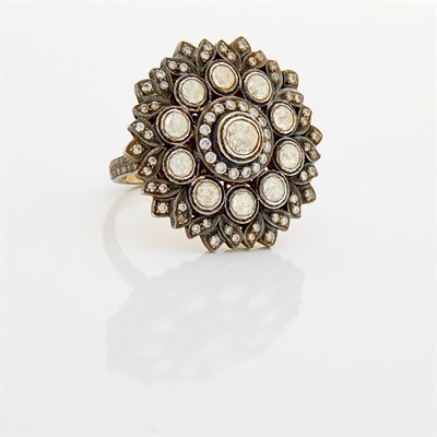 Lot 1666 - Indian Silver, Gold and Diamond Ring
