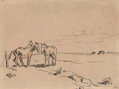 Lot 72 - Thomas Hart Benton American, 1889-1975 Horses...