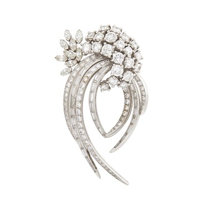 Lot 153 - Platinum and Diamond Spray Brooch