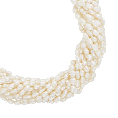 Lot 1494 - Freshwater Pearl Torsade Necklace with Gold and Diamond Clasp