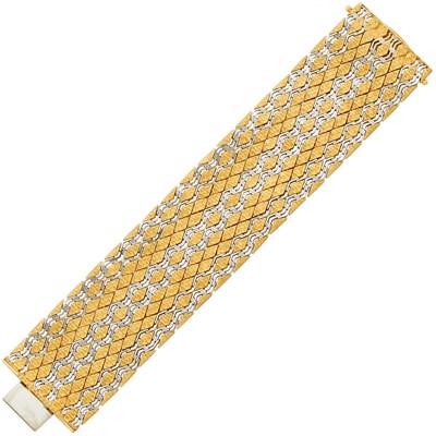 Lot 387 - Wide Two-Color Gold Bracelet