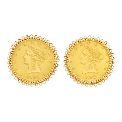 Lot 415 - Pair of Gold and Gold Coin Cufflinks