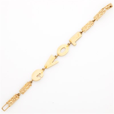 Lot 1039 - Nugget Gold 'Love' Bracelet