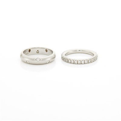 Lot 1340 - Platinum and Diamond 'Etoile' Band Ring, Tiffany & Co, and Diamond Band Ring