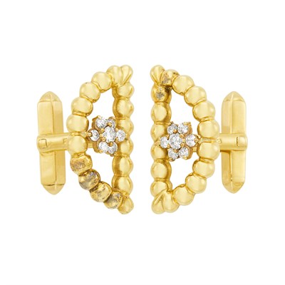 Lot 414 - Pair of Gold and Diamond Cufflinks, Kurt Wayne