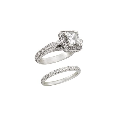 Lot 772 - Platinum and Diamond Ring and Ring Band