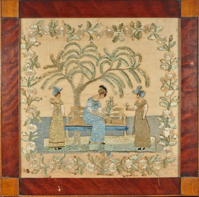 Lot 187 - Silk-on-Linen Needlework Pictorial Worked by a...