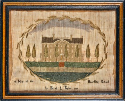 Lot 161 - Silk-on-Linen Needlework Pictorial of a...