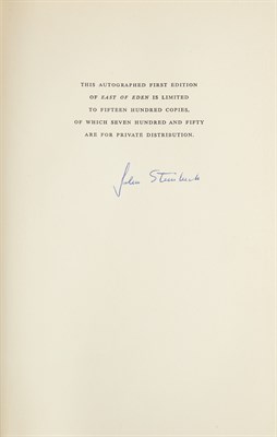 Lot 148 - STEINBECK, JOHN East of Eden. New York: The...