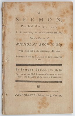 Lot 34 - STILLMAN, SAMUEL A Sermon, Preached May 31,...