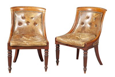 Lot 311 - Pair of Regency Mahogany Leather-Upholstered...
