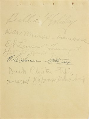 Lot 170 - HOLIDAY, BILLIE Leaf from an autograph album,...