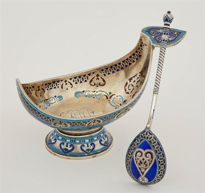 Lot 185 - Russian Silver-Gilt Champlevé and...