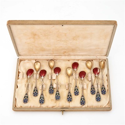Lot 188 - Set of Eleven Russian Silver-Gilt,...
