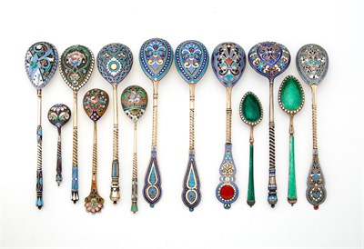 Lot 192 - Group of Twelve Russian Silver and Enamel...