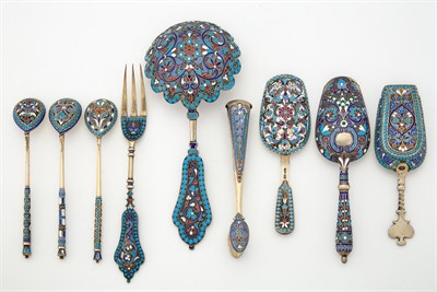 Lot 190 - Group of Nine Russian Silver and Enamel...