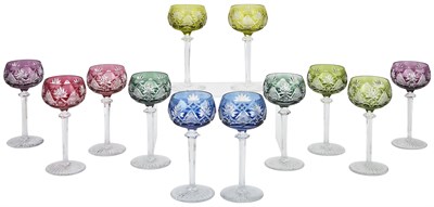 Lot 64 - Set of Twelve Val St. Lambert Colored Glass...