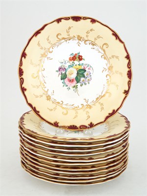 Lot 147 - Set of Twelve Floral-Decorated Porcelain...