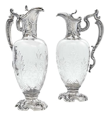 Lot 145 - Pair of Baccarat Silver Mounted Glass Claret...