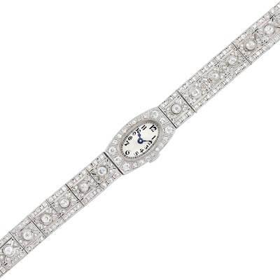Lot 164 - Platinum and Diamond Wristwatch