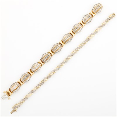 Lot 1602 - Two Low Karat Gold and Diamond Bracelets