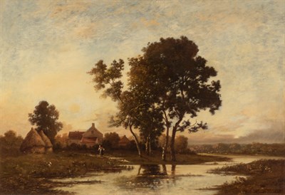 Lot 5 - Leon Richet French, 1847-1907 Farm in Autumn,...