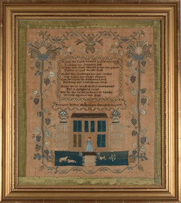 Lot 357 - Silk-on-Linen Needlework Sampler Worked by...
