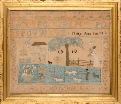 Lot 352 - Needlework Sampler Worked by Mary Ann Immells,...