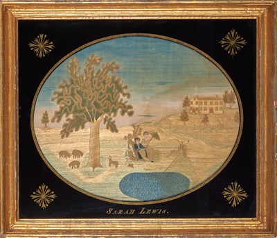 Lot 237 - Silkwork and Watercolor Picture Probably...