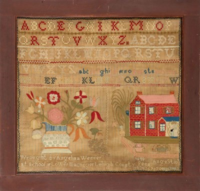 Lot 354 - Needlework Pictorial Sampler Worked by...