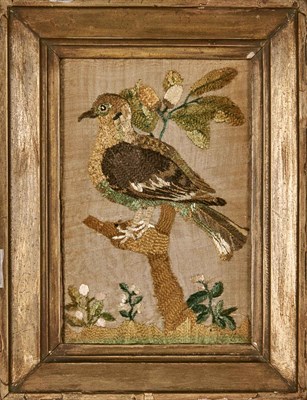 Lot 205 - English Needlework on Silk Picture of a Bird...