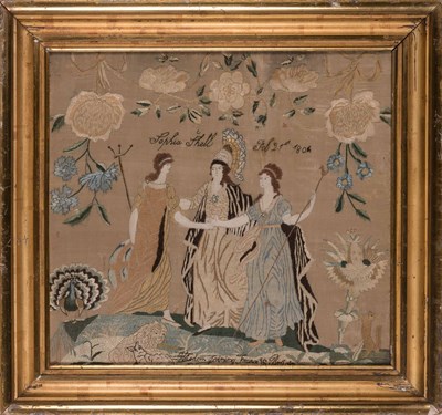 Lot 309 - Silk-on-Silk Needlework Picture Worked by...