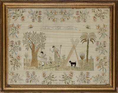 Lot 229 - Continental Silk-on-Silk Needlework Picture...