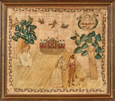Lot 312 - Silk Needlework Picture Probably English,...