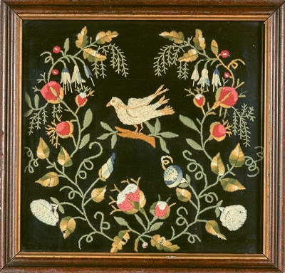 Lot 211 - Wool-on-Velvet Embroidered Picture 19th...