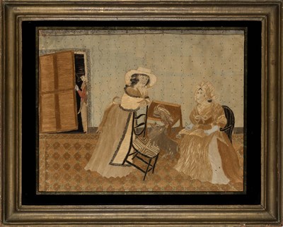 Lot 353 - Silk-on-Linen Needlepoint Picture Possibly...