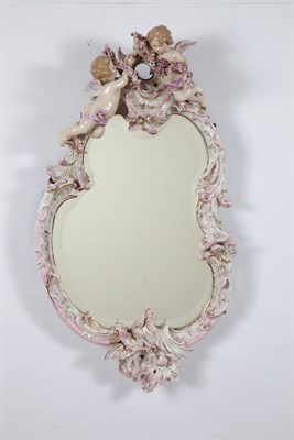 Lot 363 - Rococo Style Porcelain Mirror Height 34 inches,...