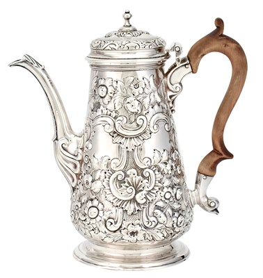 Lot 124 - George II Sterling Silver Coffee Pot Francis...