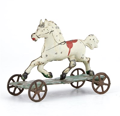 Lot 59 - Running Steed Tin Toy White horse on four...